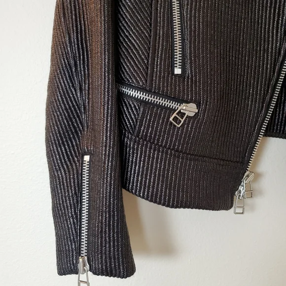 Veronica Beard Metallic Pinstripe Moto Jacket - Size 2 - Picture 15 of 16